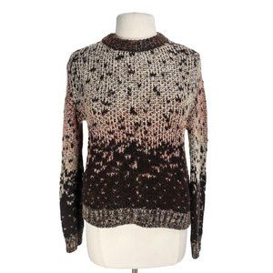 Bartolini Womens Crew Neck Pullover Sweater Size M Brown Combo Cable Knit  E4P